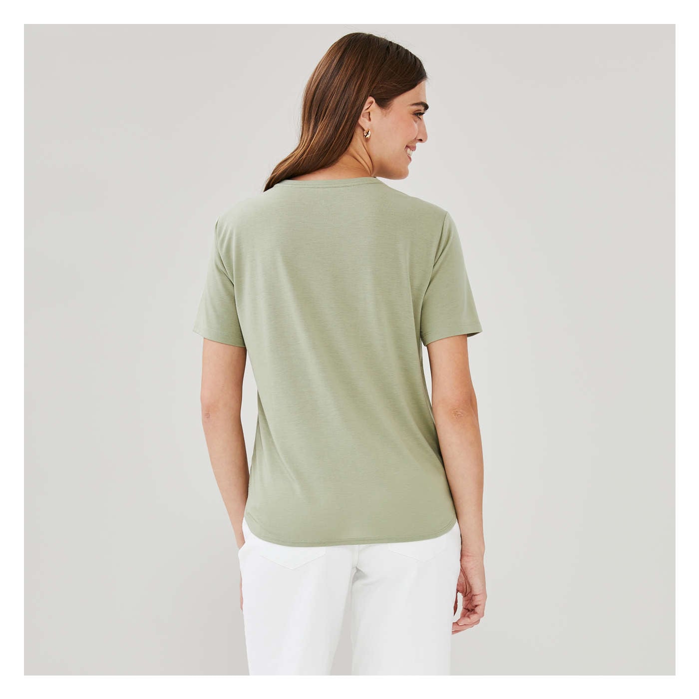 Relaxed Crew Neck T-Shirt in Khaki Green from Joe Fresh